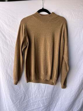 Brooks Brothers Stretch Merino Wool Blend Mock Neck Sweater XL Tan